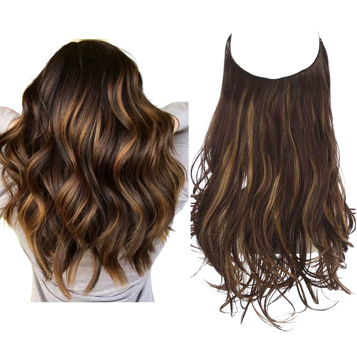 Dark Brown/Golden Halo Hair Extensions
