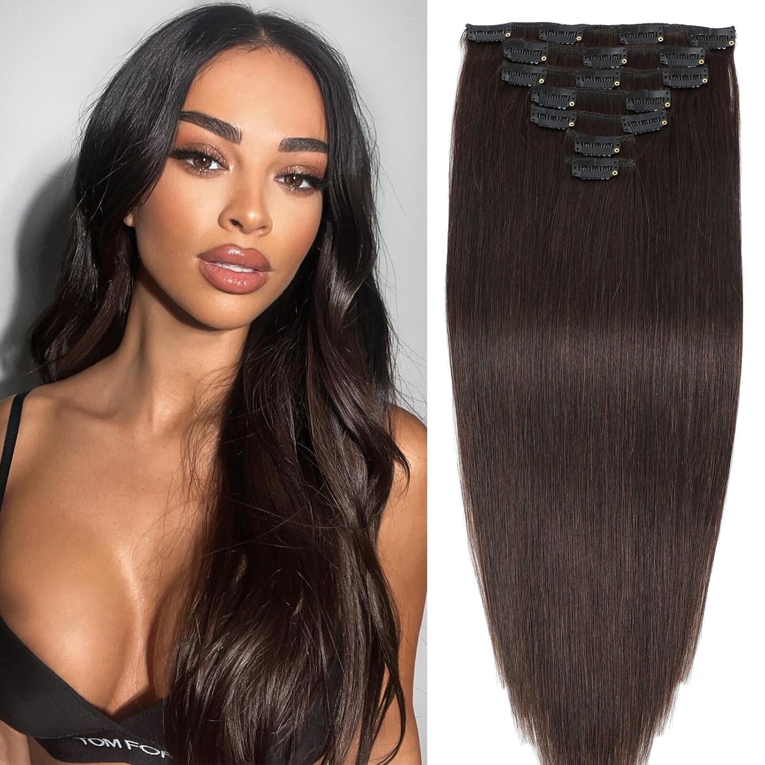 Dunkelbraune Clip-In Haarverlängerungen