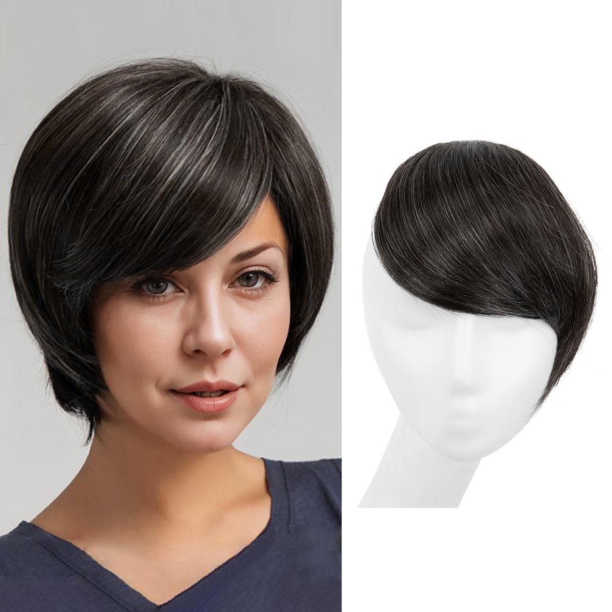 Pepper Grey Clip-in Bangs