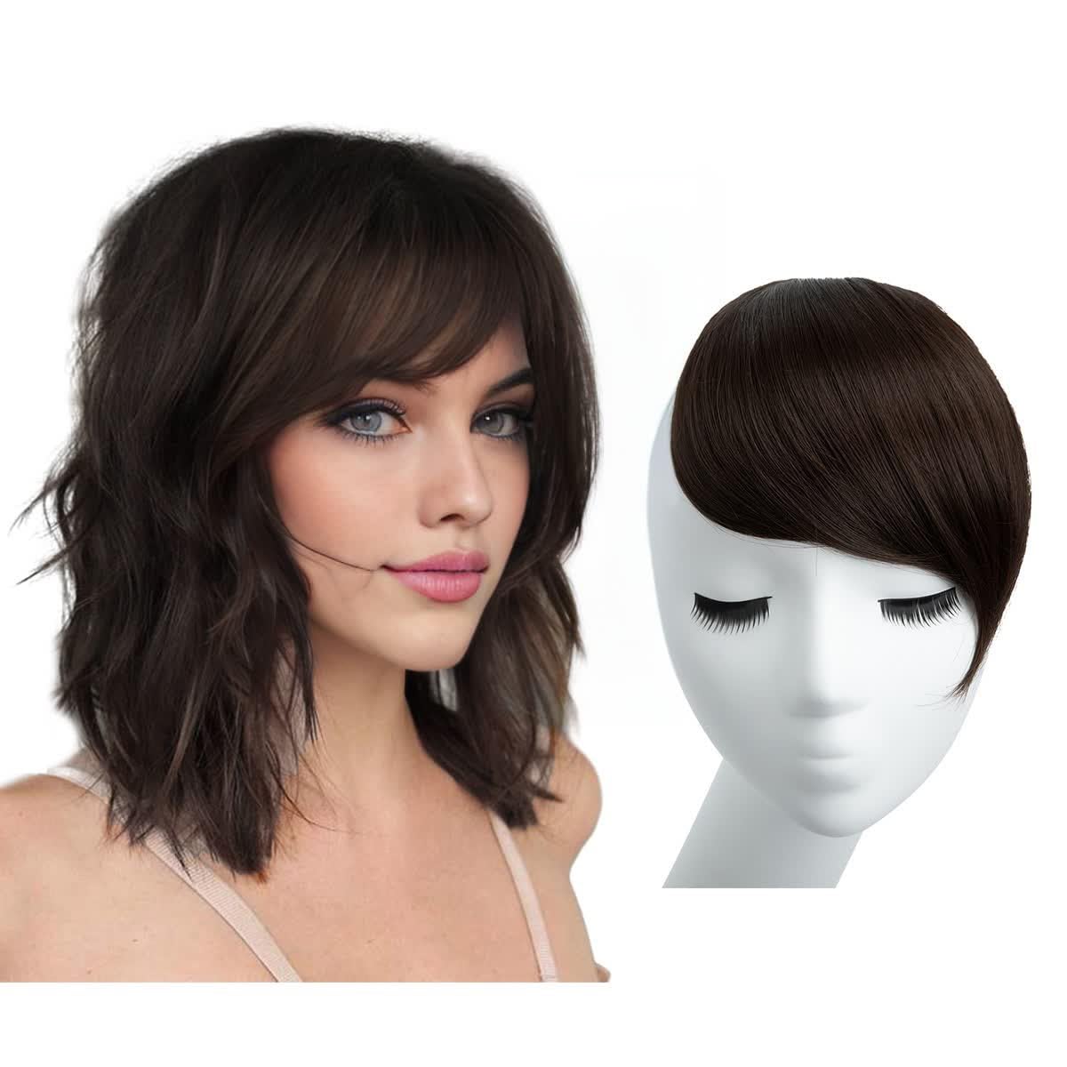 Dark Brown Clip-in Bangs