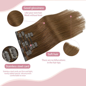 Hellbraune Clip-In Haarverlängerungen
