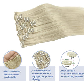 Clip-in-Haarverlängerungen in Platinblond