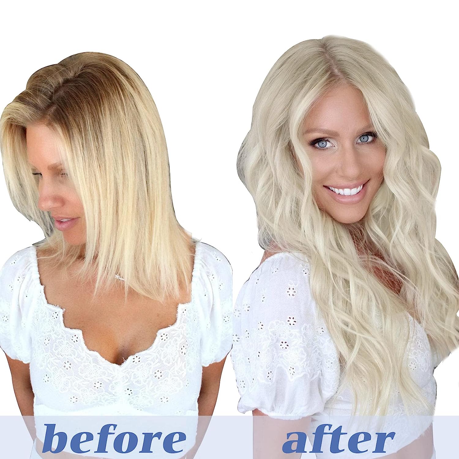 Clip-in-Haarverlängerungen in Platinblond