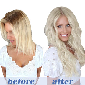 Clip-in-Haarverlängerungen in Platinblond