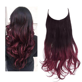 Extensions capillaires halo du noir au rouge bordeaux