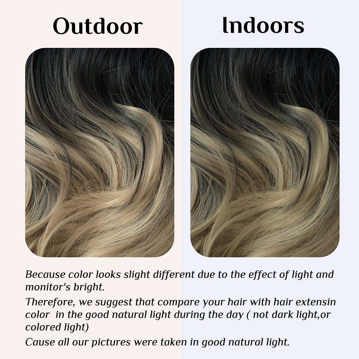 Extensions de cheveux Halo Noir à Blond Cendré