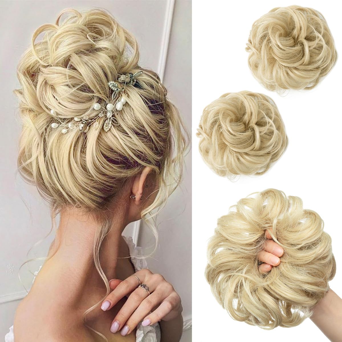 Pale Ash Blonde Hair Buns (2 Pieces)