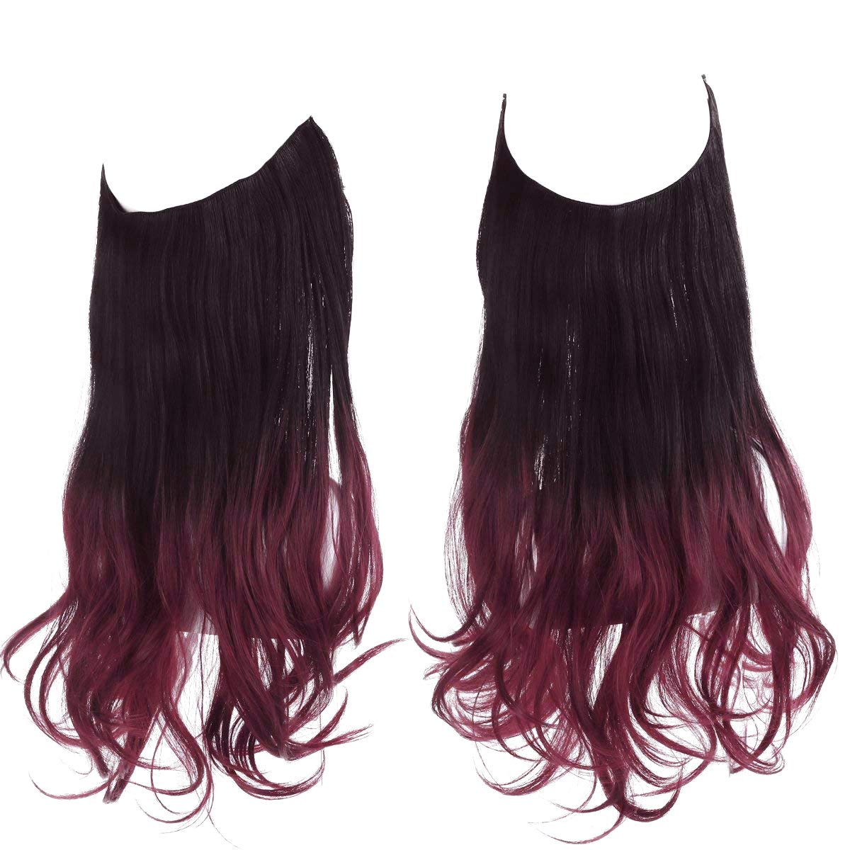 Extensions capillaires halo du noir au rouge bordeaux