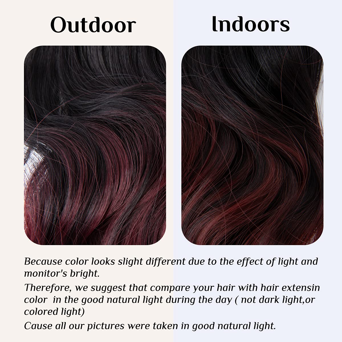 Extensions capillaires halo du noir au rouge bordeaux