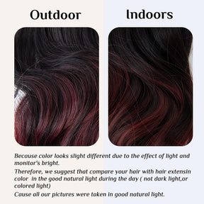 Extensions capillaires halo du noir au rouge bordeaux