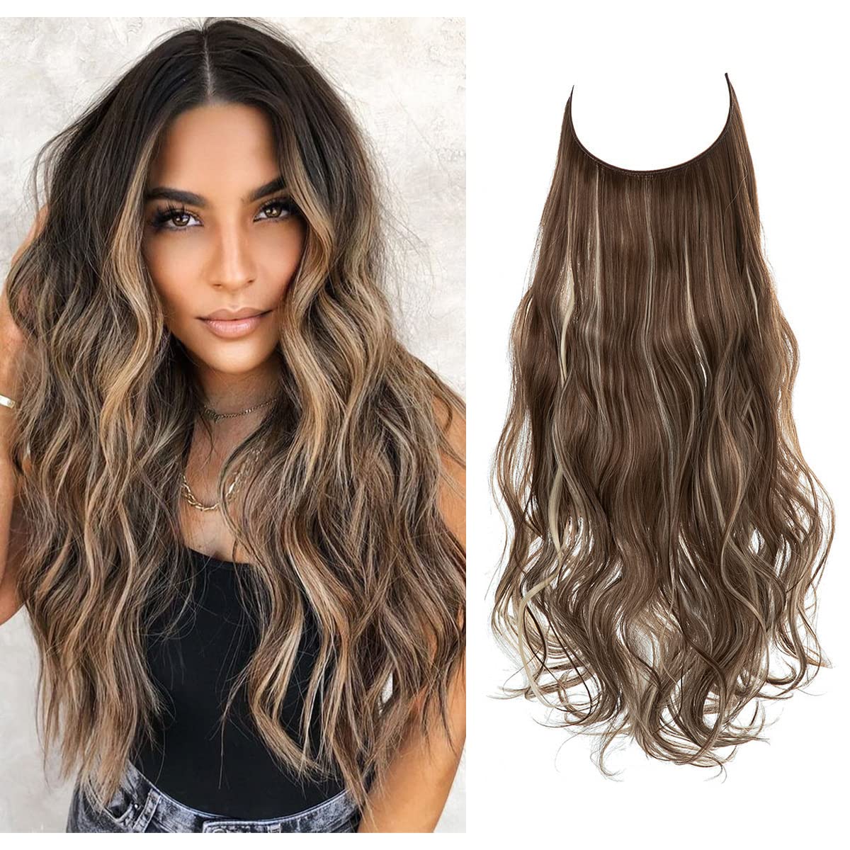 Brown/Beach Blonde Halo Hair Extensions