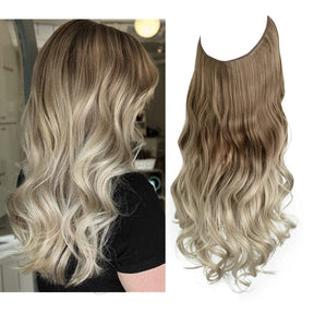 Haarverlängerungen von Braun zu Platinblond mit Halo-Effekt